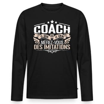 Coach le seul Coach le vrai Coach - T-shirt manches longues Premium bio Homme - noir - Devant - Nico (187cm)