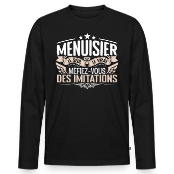 Menuisier le seul Menuisier le vrai Menuisier - T-shirt manches longues Premium bio Homme - noir - Devant - Nico (187cm)