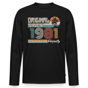 1981 anniversaire 1981 né en 1981 anniversaire - T-shirt manches longues Premium bio Homme - noir - Devant - Nico (187cm)