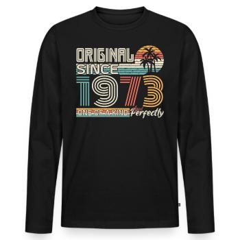 1973 Jubiläum 1973 geboren 1973 Jubiläum - Männer Premium Bio Langarmshirt - Schwarz - Vorne - Nico (187cm)