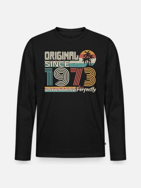 1973 Jubiläum 1973 geboren 1973 Jubiläum - Männer Premium Bio Langarmshirt - Schwarz