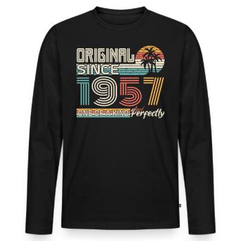 1957 anniversaire 1957 né en 1957 anniversaire - T-shirt manches longues Premium bio Homme - noir - Devant - Nico (187cm)