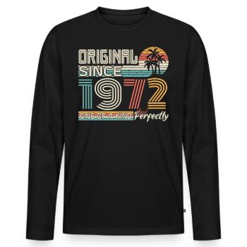 1972 Jubiläum 1972 geboren 1972 Jubiläum - Männer Premium Bio Langarmshirt - Schwarz - Vorne - Nico (187cm)
