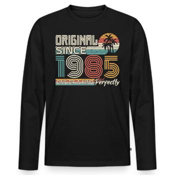 1985 Jubiläum 1985 geboren 1985 Jubiläum - Männer Premium Bio Langarmshirt - Schwarz - Vorne - Nico (187cm)