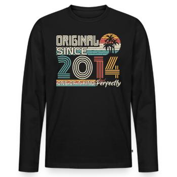 2014 Jubiläum 2014 geboren 2014 Jubiläum - Männer Premium Bio Langarmshirt - Schwarz - Vorne - Nico (187cm)