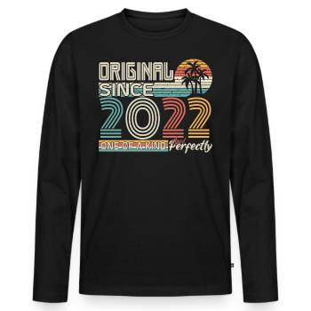 2022 Jubiläum 2022 geboren 2022 Jubiläum - Männer Premium Bio Langarmshirt - Schwarz - Vorne - Nico (187cm)