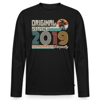 2019 anniversary 2019 born in 2019 anniversary - Men's Premium Organic Long Sleeve Shirt - black - Front - Nico (187cm)