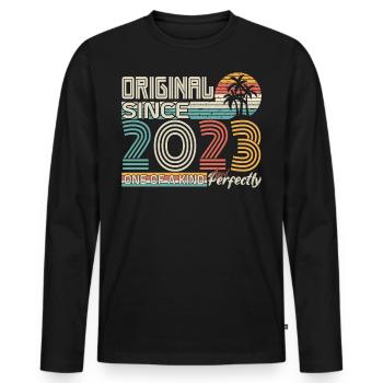 2023 anniversary 2023 born in 2023 anniversary - Men's Premium Organic Long Sleeve Shirt - black - Front - Nico (187cm)