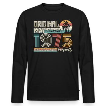 Mai 1975 Geburtstag Mai 1975 Geschenk 1975 - Männer Premium Bio Langarmshirt - Schwarz - Vorne - Nico (187cm)