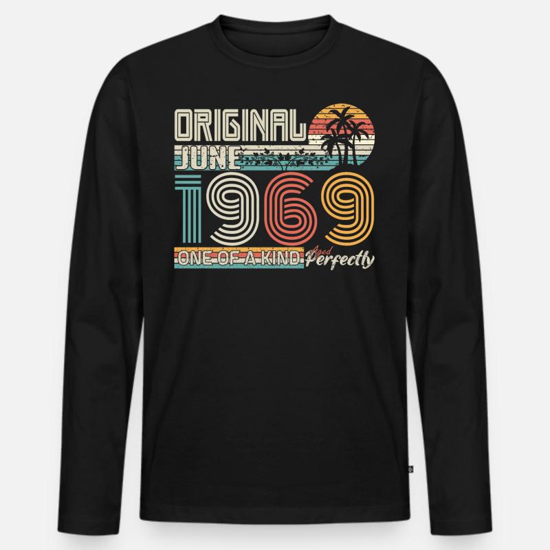 Juni 1969 Juni-Jubiläum Juni 1969 - Männer Premium Bio Langarmshirt - Schwarz