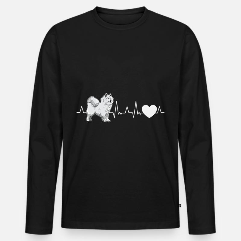 Samojede Herzschlag Schlittenhund Samojeden - Männer Premium Bio Langarmshirt - Schwarz