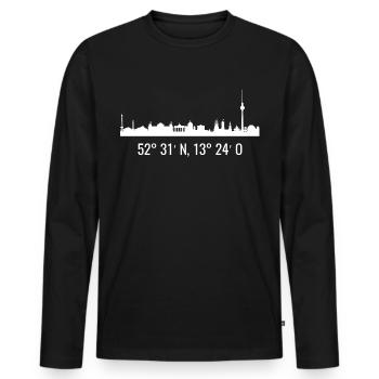 Skyline Berlin - Männer Premium Bio Langarmshirt - Schwarz - Vorne - Nico (187cm)