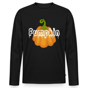 Citrouille d'halloween - T-shirt manches longues Premium bio Homme - noir - Devant - Nico (187cm)