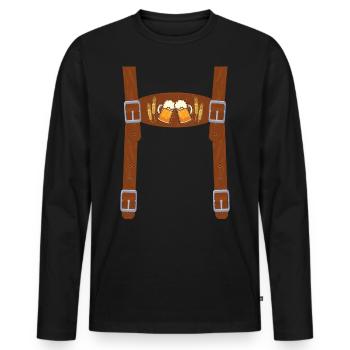 Beer Lederhose carrier Funny Wiesn - Men's Premium Organic Long Sleeve Shirt - black - Front - Nico (187cm)