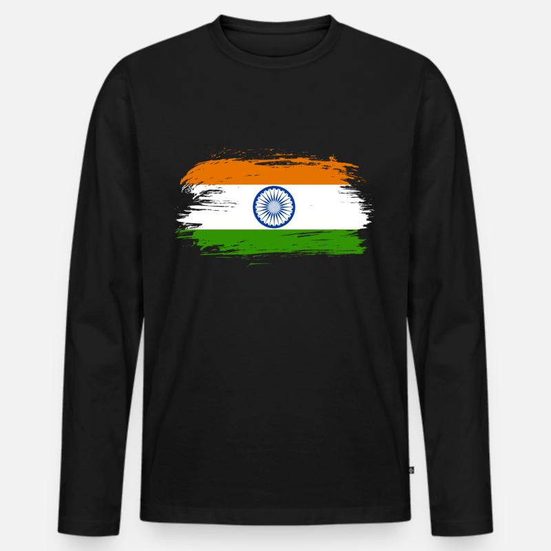 Indien Flagge Geschenk - Männer Premium Bio Langarmshirt - Schwarz