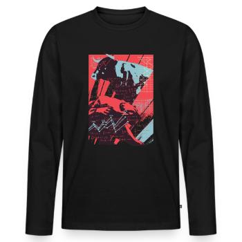 Bulle und Bär - Aktien Börse Investieren - Männer Premium Bio Langarmshirt - Schwarz - Vorne - Nico (187cm)