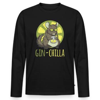 Ginchilla Longdrink lustiges Design Nagetier. - Männer Premium Bio Langarmshirt - Schwarz - Vorne - Nico (187cm)