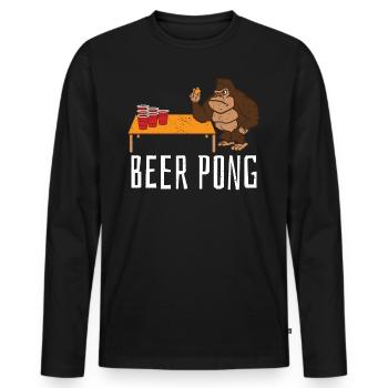 Beer Pong Party with Beer Pong Drinking Game - Men's Premium Organic Long Sleeve Shirt - black - Front - Nico (187cm)