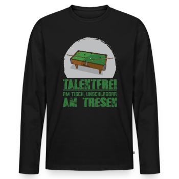 Billard Tresen schlägt Billardspieler am Tisch - Männer Premium Bio Langarmshirt - Schwarz - Vorne - Nico (187cm)