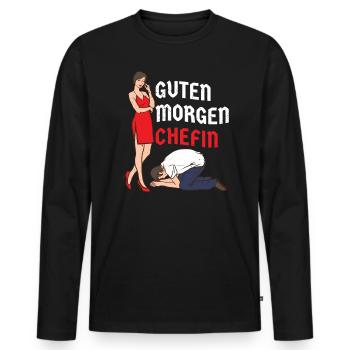 Mari épouse Jour de mariage Bonjour patronne - T-shirt manches longues Premium bio Homme - noir - Devant - Nico (187cm)