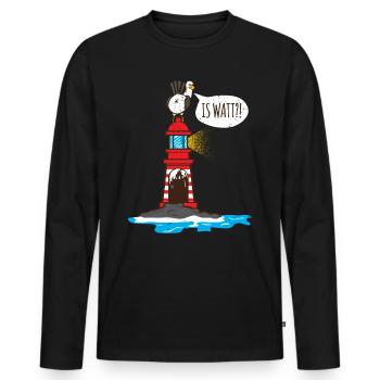 Seagull lighthouse is Watt on the North Sea coast - Men's Premium Organic Long Sleeve Shirt - black - Front - Nico (187cm)