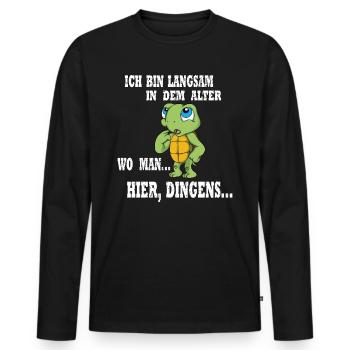 Schildkröte 60 Geburtstag im Jahrgang 1960 Alter - Männer Premium Bio Langarmshirt - Schwarz - Vorne - Nico (187cm)
