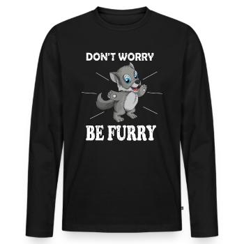 Doux loup disant Ne t'inquiète pas, soit Furry Fox - T-shirt manches longues Premium bio Homme - noir - Devant - Nico (187cm)