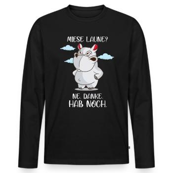 Meckerndes Nilpferd Miese Laune hab noch Nölpferd - Männer Premium Bio Langarmshirt - Schwarz - Vorne - Nico (187cm)