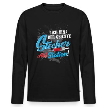Krankenpfleger der geilste Stecher auf Station - Männer Premium Bio Langarmshirt - Schwarz - Vorne - Nico (187cm)