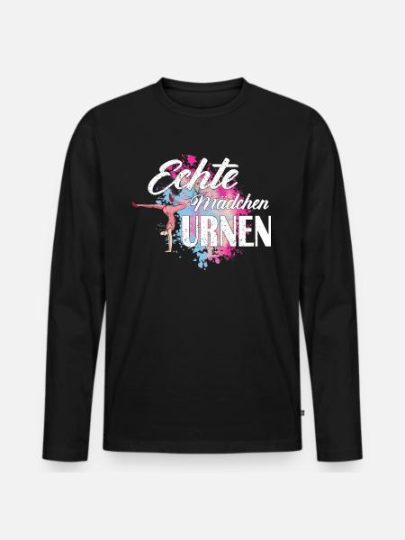 Gymnastik Echte Mädchen Turnen Bodenturnen Sport - Männer Premium Bio Langarmshirt - Schwarz