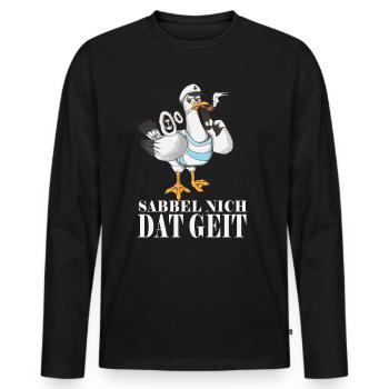 Sabbel nich dat geit Norddeutsche Plattdeutsch - Männer Premium Bio Langarmshirt - Schwarz - Vorne - Nico (187cm)