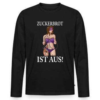 Domina Sexy Wäsche & Peitsche Zuckerbrot ist aus - Männer Premium Bio Langarmshirt - Schwarz - Vorne - Nico (187cm)