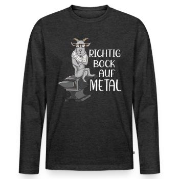 Richtig Bock auf Metal Heavy Metal Festival - Männer Premium Bio Langarmshirt - Anthrazit meliert - Vorne - Nico (187cm)