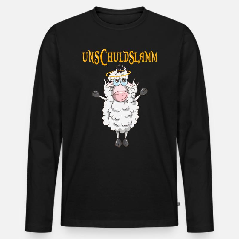 Unschuldslamm Schaf Lamm Tiere Heiligenschein - Männer Premium Bio Langarmshirt - Schwarz