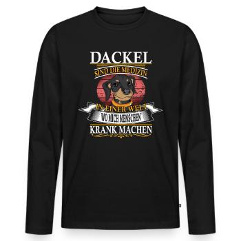 Hunderasse Dackel sind die Medizin Hundebesitzer - Männer Premium Bio Langarmshirt - Schwarz - Vorne - Nico (187cm)