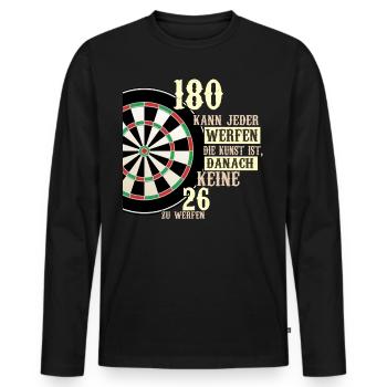 180 kann jeder werfen Dartscheibe Teamplayer Dart - Männer Premium Bio Langarmshirt - Schwarz - Vorne - Nico (187cm)
