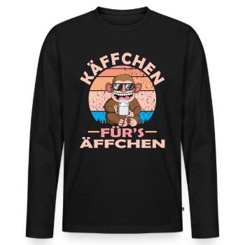 Käffchen für´s Äffchen Vintage Affe Kaffee Spruch - Männer Premium Bio Langarmshirt - Schwarz - Vorne - Nico (187cm)
