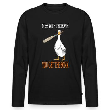 Mess with the Honk d’oie Gamer gigot en bois - T-shirt manches longues Premium bio Homme - noir - Devant - Nico (187cm)