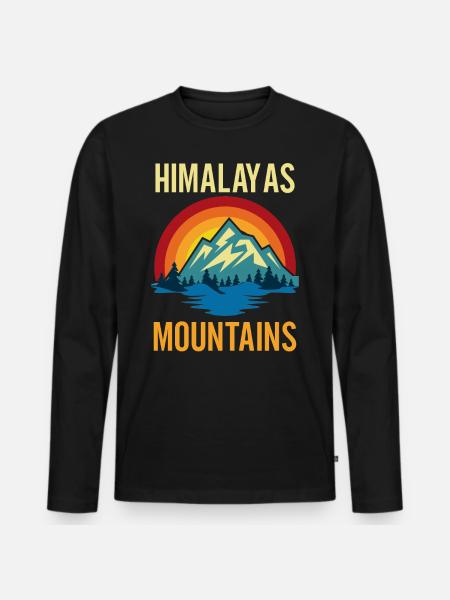 Himalayas Mountains Sunset - Men's Premium Organic Long Sleeve Shirt - black