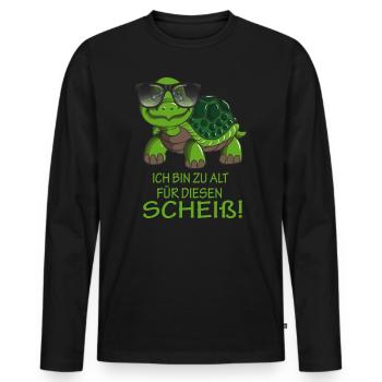 Schildkröte ich bin zu alt für diesen Scheiß! - Männer Premium Bio Langarmshirt - Schwarz - Vorne - Nico (187cm)
