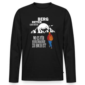 Bergretter gehen dahin wo andere nicht hinkommen - Männer Premium Bio Langarmshirt - Schwarz - Vorne - Nico (187cm)