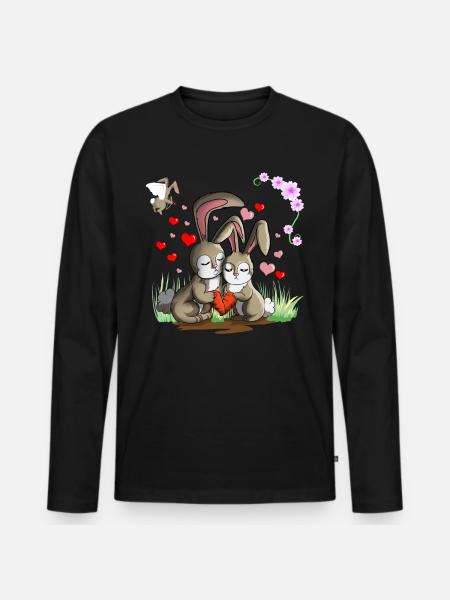 Lapins aime les lapins - T-shirt manches longues Premium bio Homme - noir