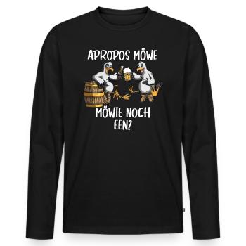 Apropos Möwe Möwie noch een? Norddeutscher Spruch - Männer Premium Bio Langarmshirt - Schwarz - Vorne - Nico (187cm)