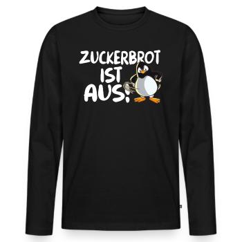 Lustiger Pinguin mit Peitsche Zuckerbrot ist aus - Männer Premium Bio Langarmshirt - Schwarz - Vorne - Nico (187cm)