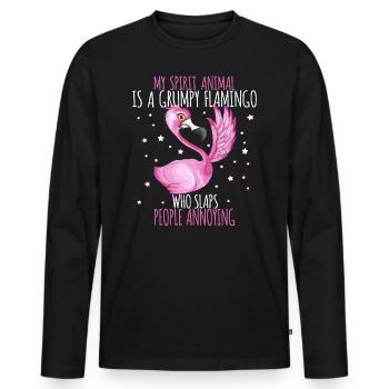 Flamingo Gifle Agaçant Les gens drôles Drôle - T-shirt manches longues Premium bio Homme - noir - Devant - Nico (187cm)