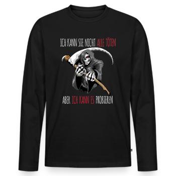 Sensenmann Tot Lustiger Spruch Ironie Sense Spaß - Männer Premium Bio Langarmshirt - Schwarz - Vorne - Nico (187cm)
