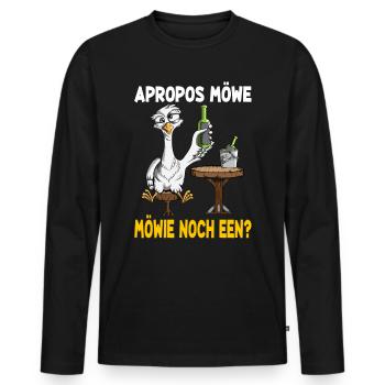 Apropos Möwe Möwie noch een? Norddeutscher Bier - Männer Premium Bio Langarmshirt - Schwarz - Vorne - Nico (187cm)