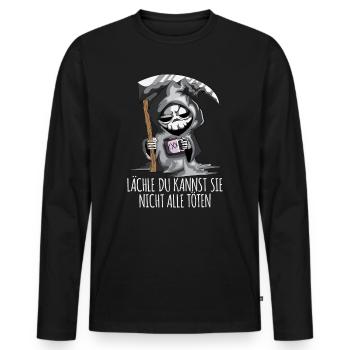 Sensenmann Lächle du kannst Sie nicht alle töten - Männer Premium Bio Langarmshirt - Schwarz - Vorne - Nico (187cm)