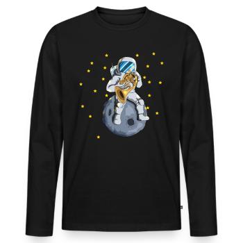 Astronaut Mond Universum Sterne Waldhorn Blasmusik - Männer Premium Bio Langarmshirt - Schwarz - Vorne - Nico (187cm)