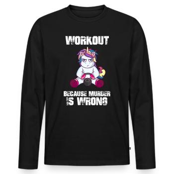 Training Workout Einhorn Laune lustiger Spruch - Männer Premium Bio Langarmshirt - Schwarz - Vorne - Nico (187cm)
